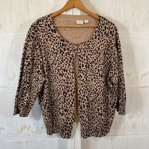 Cato Cheetah Leopard Animal Print Open One Button Cardigan Plus Size 18/20 W